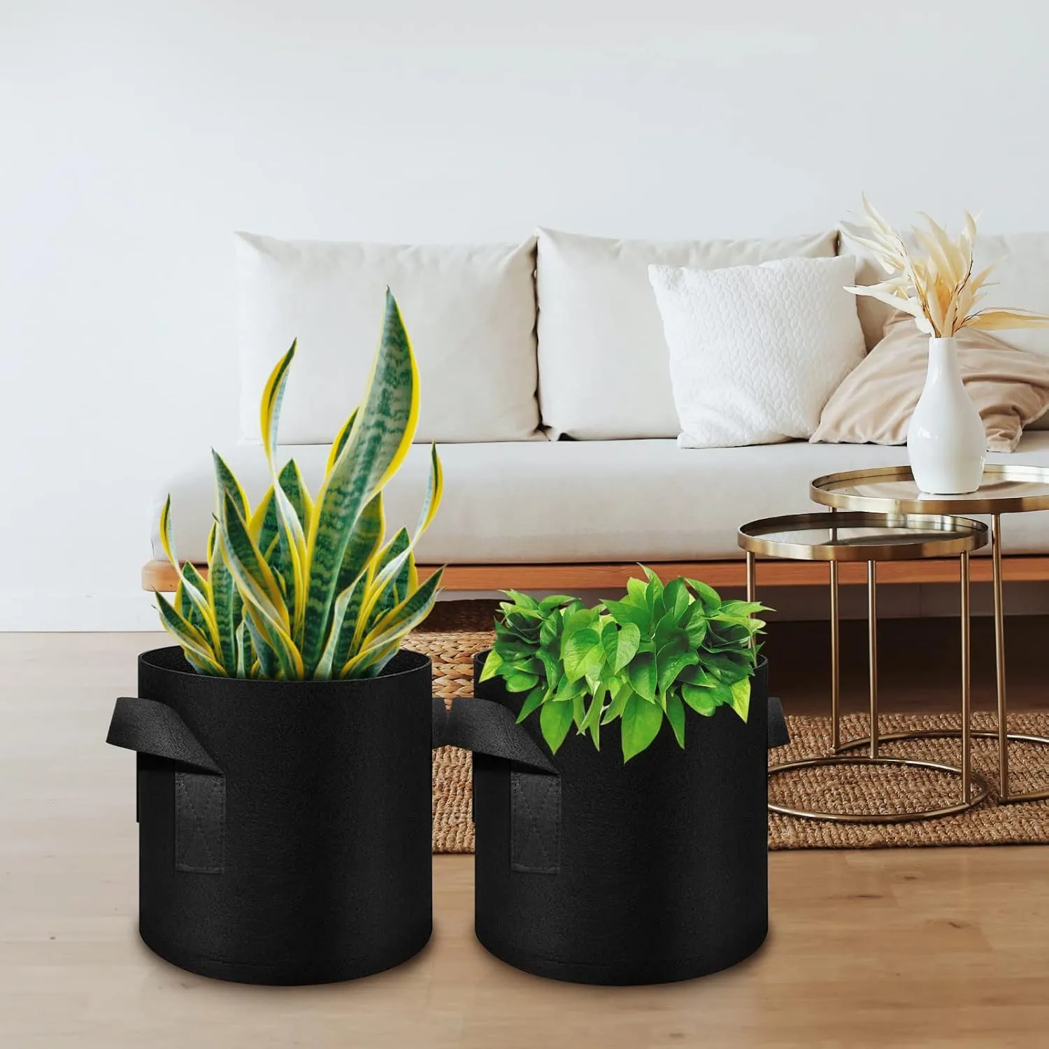 24 Pack 7 Gallon Plant Grow Bags, Thickened Nonwoven Fabric Pots with Handles, Vegetable Planter Bags Containers, Cloth Planters for Garden Vegetable/Flower/Plant/Fruits Outdoor (Black)