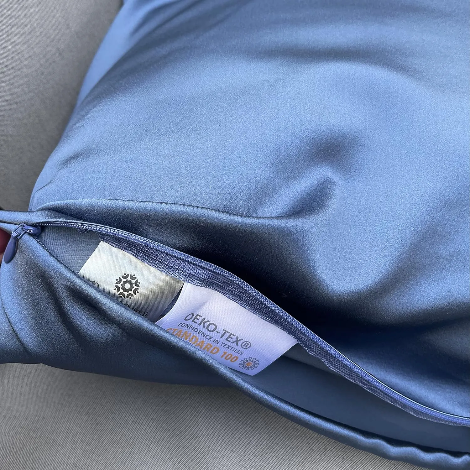 25 Momme Premium Mulberry Blue Silk Pillowcase for Hair and Skin | Handcrafted Hypoallergenic & Anti-Acne Silk Pillow Cases with Zipper | King - 20" x 36", Ocean