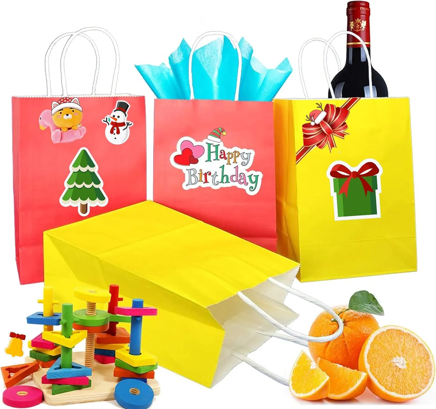 25 PCS Small Gift Bags Black Kraft Paper Bags with Handles for Party Favor (8.2 x 6 x 3.1 In)