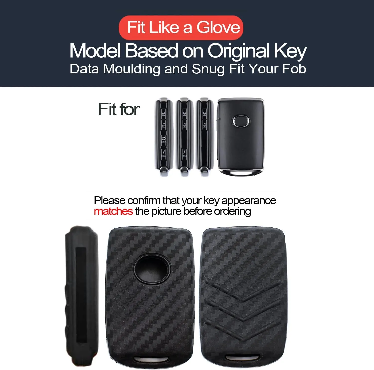2pcs Compatible with Mazda 3 6 3 Sport CX-3 CX-5 CX-9 CX-30 CX-50 CX-90 MX-5 Miata MX-30 EV Carbon Fiber Looks Black Key Fob Cover Case Key Chain Protector Keyless Remote Holder