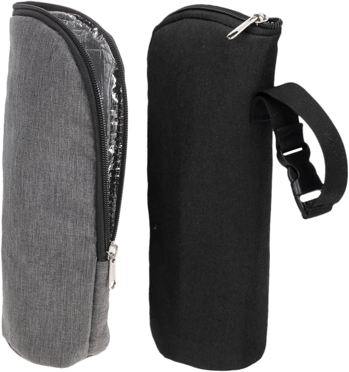 2Pcs Insulated Bottle Bag Thermal Milk Bottle Carrier for Travel Grey Convenient Stroller Attachment with Durable Design for Parents