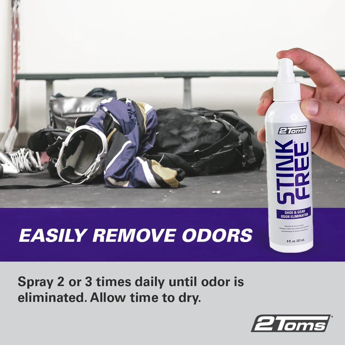 2Toms StinkFree, Shoe & Gear Odor Eliminator Spray, 8oz