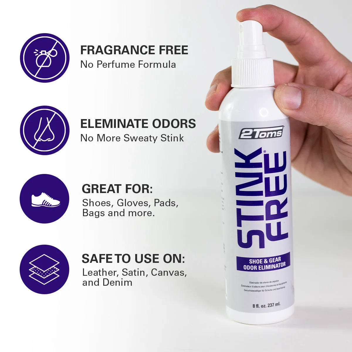 2Toms StinkFree, Shoe & Gear Odor Eliminator Spray, 8oz