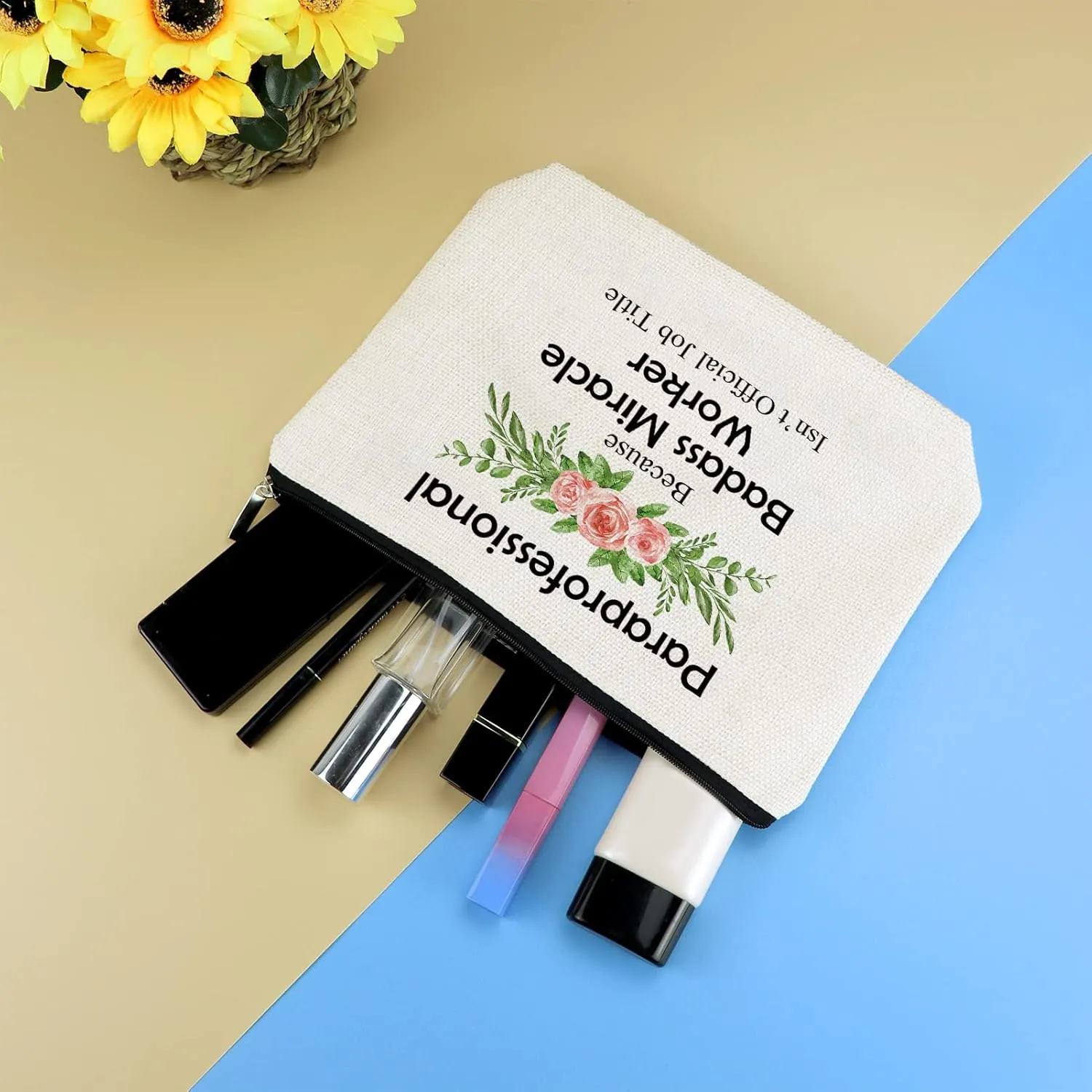3 Pcs Paraprofessional Gifts Teacher Appreciation Gift Makeup Bag for Women Cosmetic Bag Para Teachers Gifts Birthday Thanksgiving Graduation Gift for Counselor Teacher Paraeducator Thank You Present
