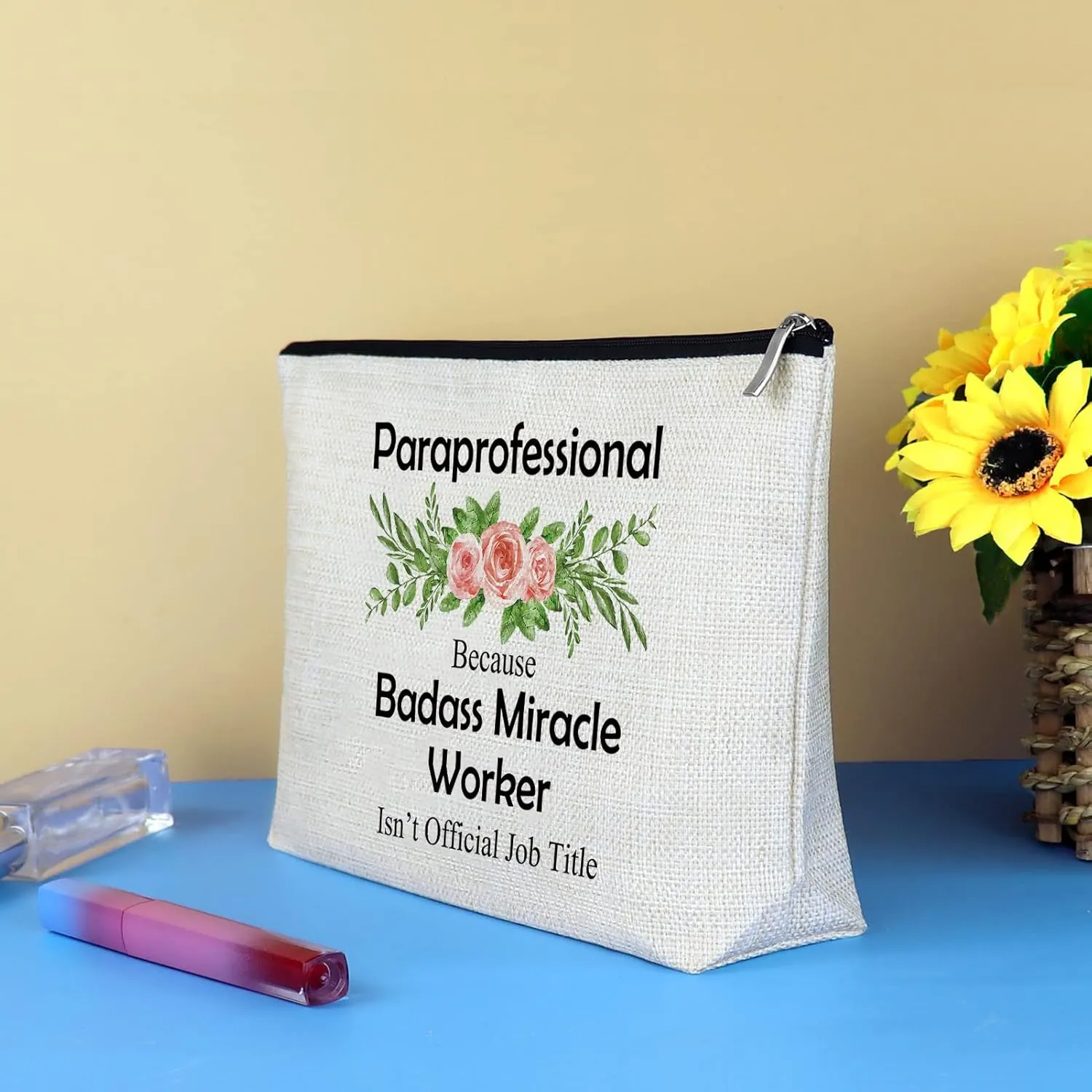 3 Pcs Paraprofessional Gifts Teacher Appreciation Gift Makeup Bag for Women Cosmetic Bag Para Teachers Gifts Birthday Thanksgiving Graduation Gift for Counselor Teacher Paraeducator Thank You Present