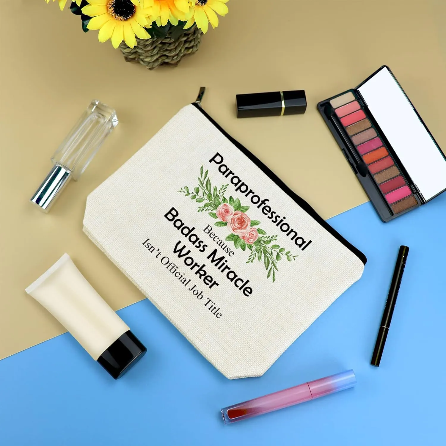 3 Pcs Paraprofessional Gifts Teacher Appreciation Gift Makeup Bag for Women Cosmetic Bag Para Teachers Gifts Birthday Thanksgiving Graduation Gift for Counselor Teacher Paraeducator Thank You Present