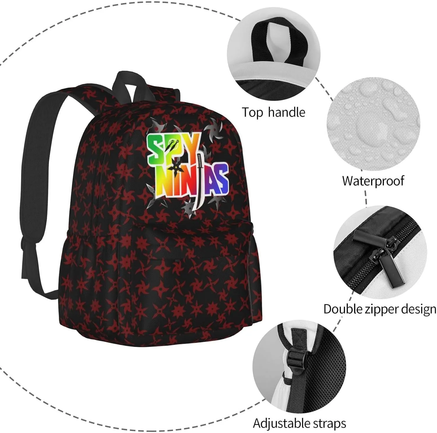 3 Piece Large Capacity Backpack Set Hiking Travel Camping Daypack With Lunch Bag Pencil Case