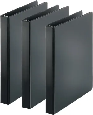 3-Ring Binder, Presentation View Binders - 2 Interior Pockets - Easily Organize Projects, presentations, and More - Clear Front for Easy Customization - Holds 225 Sheets - 3-Pack (1-Inch, Black)