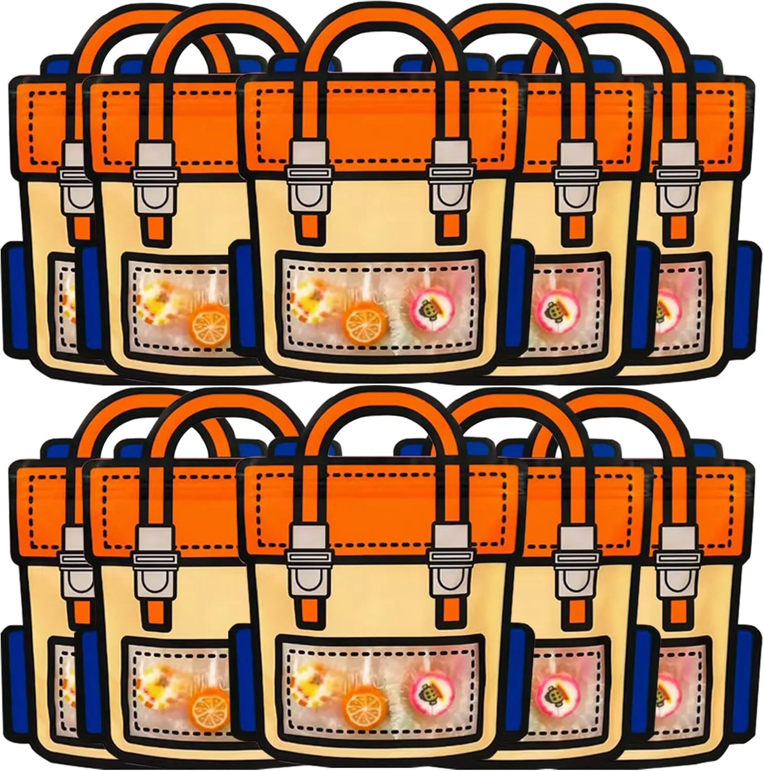 30 PCS Orange Party Favor Bags for Kids, Children Goodie Bags with Stand-up Bottom, Grip Seal Ziploc Bulk Gift Bag, Students Treat Bag, Cute Snack Candy Bags for Birthday, Back to School, Classroom