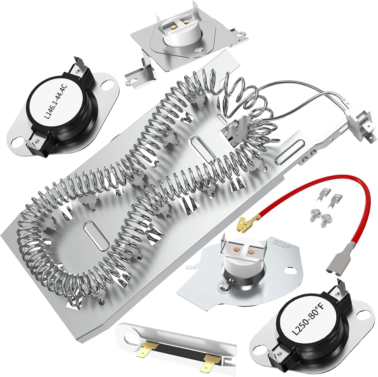 3387747 WP3387747 W11344457 Heating Element Kit for whirlpool Cabrio kenmore He2 Dryers -gew9250pw0,geq9800pw2,med9700sq0,ps11741416,gew9250pw1,gew9200lw1,medb835dw4,by Cobectal