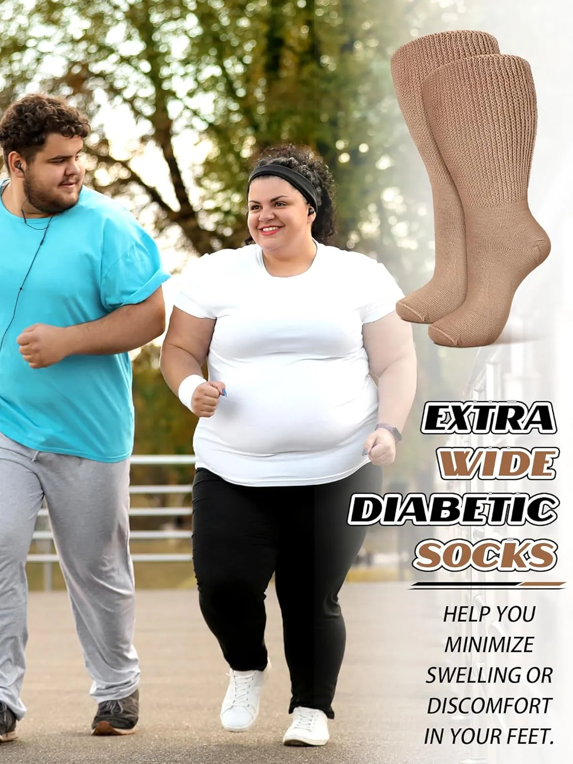 4 Pairs Extra Wide Socks Swollen 30" Lymphedema Bariatric Socks Non Binding Loose Fit(10-13,Dark Blue,Gray,Black,Beige)