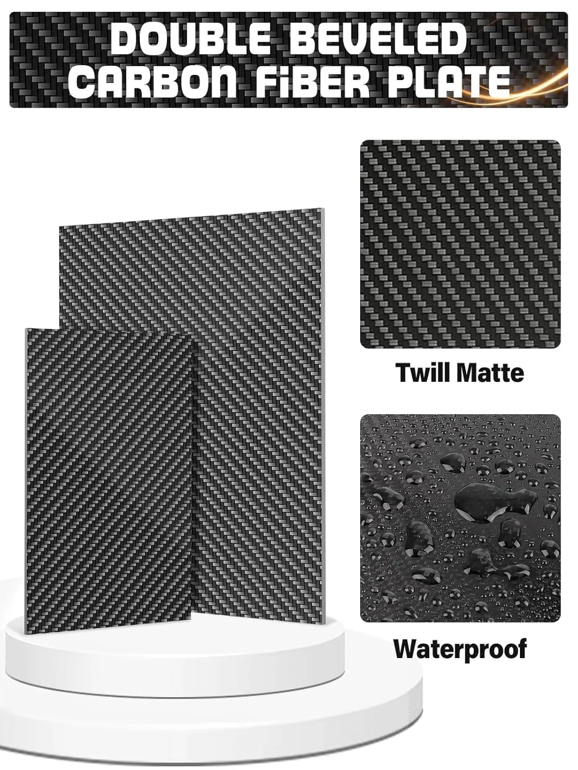 400X500 Carbon Fiber Sheet Lanstics Carbon Fiber Plate 0.5MM 1.0MM 2.0MM 2.5MM 3.0MM 100% 3K Carbon Fiber Laminate Plate Plain Weave Panel Sheet 2MM Thickness Glossy Surface