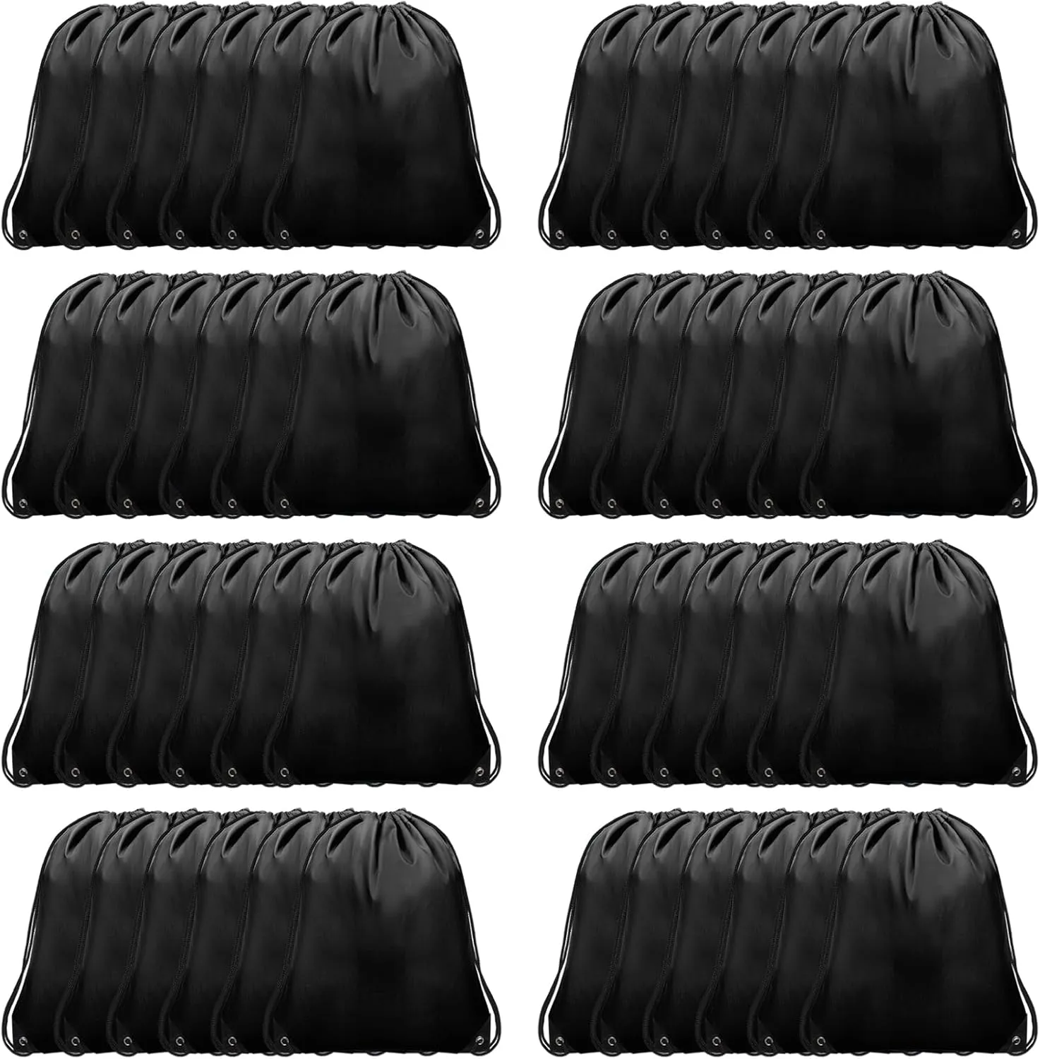 48Pcs Drawstring Backpack Bulk Cinch Bag, Polyester Drawstring Bags for Gym Yoga Beach Camping Party(Black)