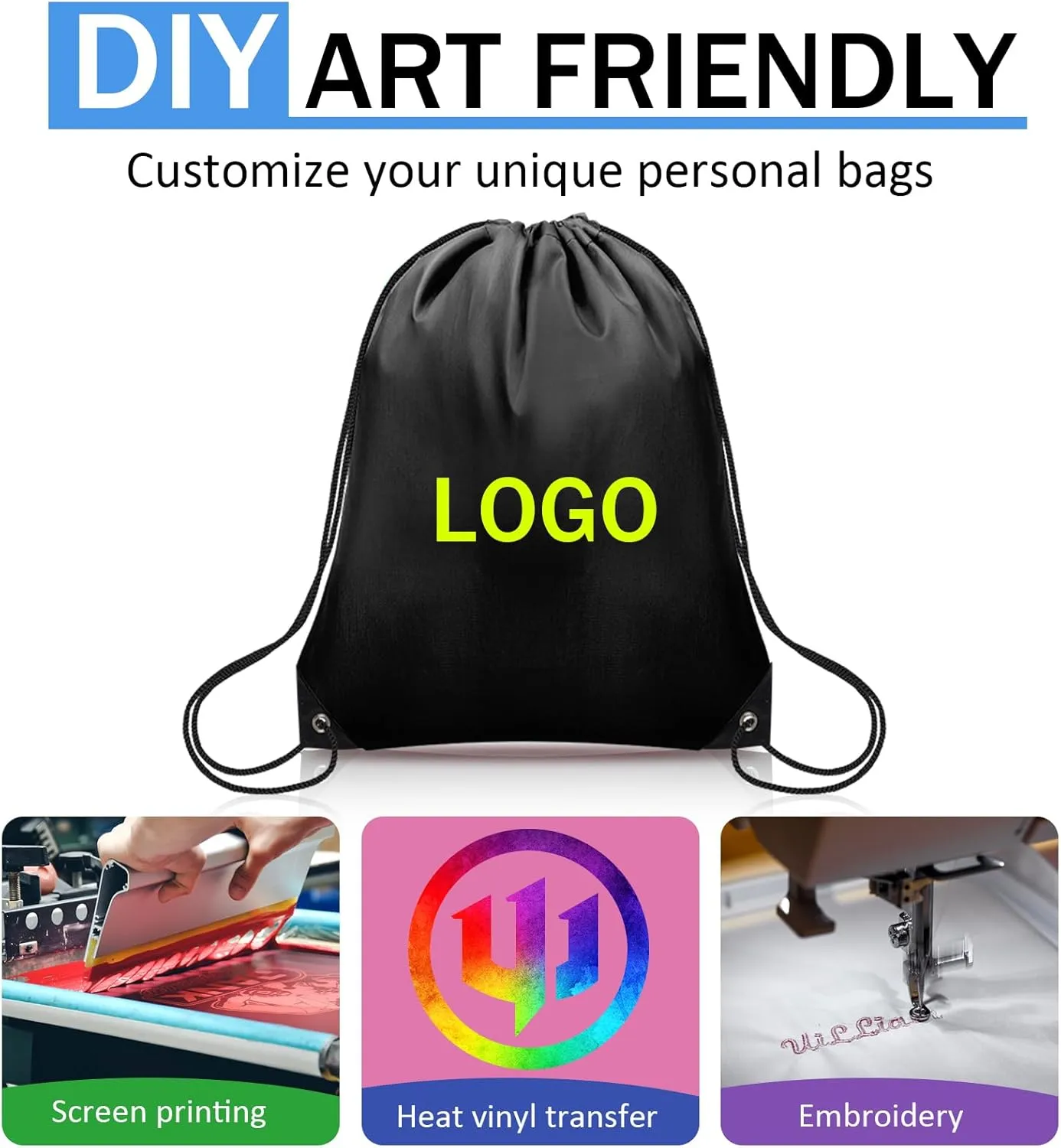 48Pcs Drawstring Backpack Bulk Cinch Bag, Polyester Drawstring Bags for Gym Yoga Beach Camping Party(Black)