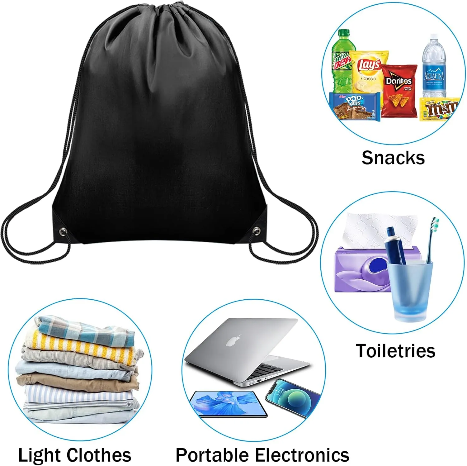 48Pcs Drawstring Backpack Bulk Cinch Bag, Polyester Drawstring Bags for Gym Yoga Beach Camping Party(Black)