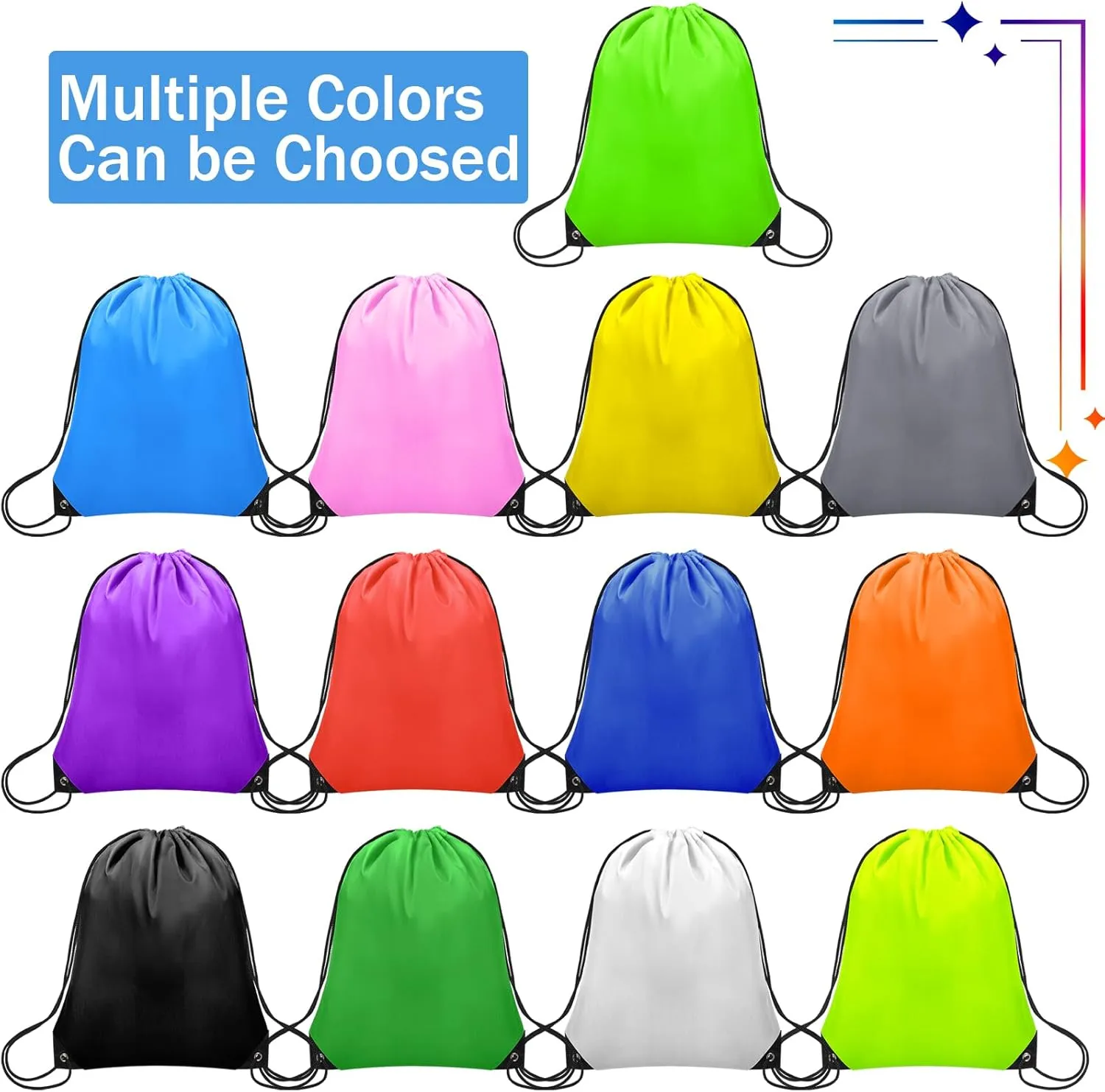 48Pcs Drawstring Backpack Bulk Cinch Bag, Polyester Drawstring Bags for Gym Yoga Beach Camping Party(Black)