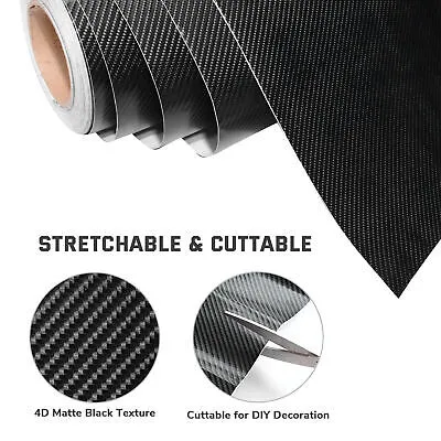 4D Carbon Fiber Vinyl Wrap Rolls Vehicle Motorcycle Laptop DIY Sticker 5x100ft