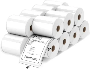 4" x 6" Shipping Labels Compatible with Dymo 1744907 Thermal Postage Labels, Ultra Strong Adhesive & Perforated, Compatible with DYMO 4XL & Zebra Desktop Printers [16 Rolls/3520 Labels]