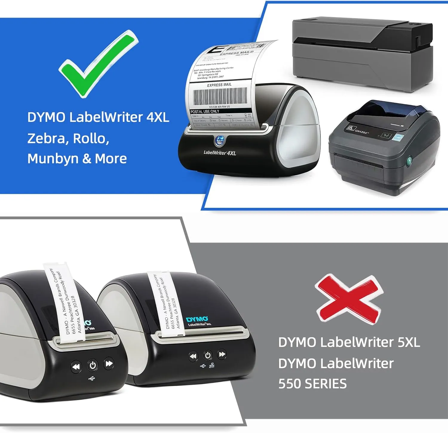 4" x 6" Shipping Labels Compatible with Dymo 1744907 Thermal Postage Labels, Ultra Strong Adhesive & Perforated, Compatible with DYMO 4XL & Zebra Desktop Printers [16 Rolls/3520 Labels]