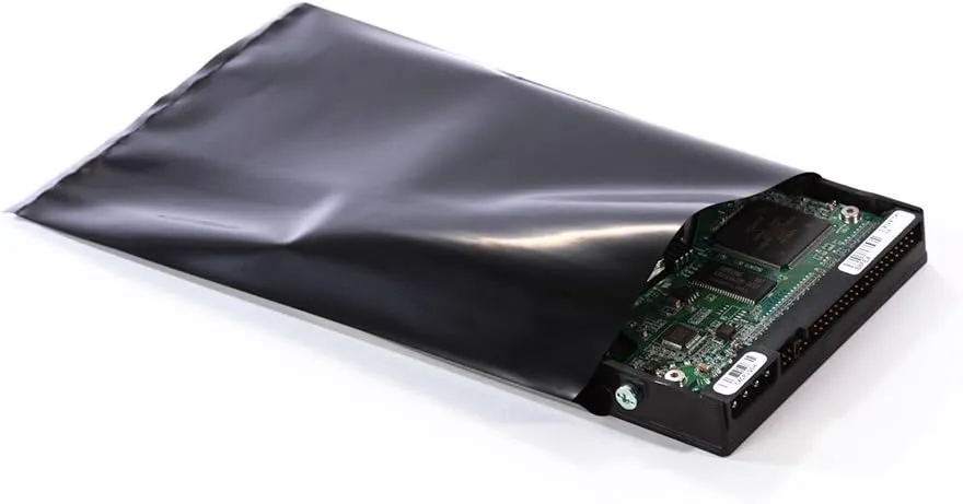 4" x 6" x 4 mil Black Plastic Conductive Bags (Pack of 100)