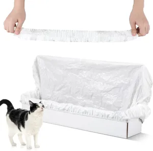 50 Pcs Elastic Band Trash Bags Litter Home Trash Bags Compatible with Popur X5 Self Cleaning Litter Box, Clear