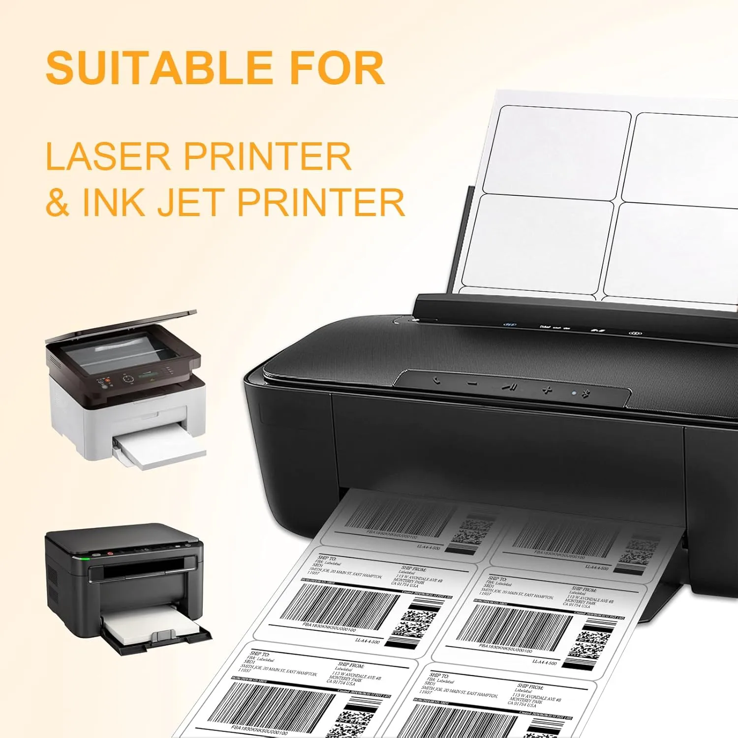 [500 Sheets 3000 Pcs] 6-UP 4''x3-1/3'' Shipping Labels for Laser & Inkjet Printers, A4 6 UP Shipping Mailing Stickers, 6 Pcs Per Page Shipping Labels,8.5"×11" White Stickers for Printer