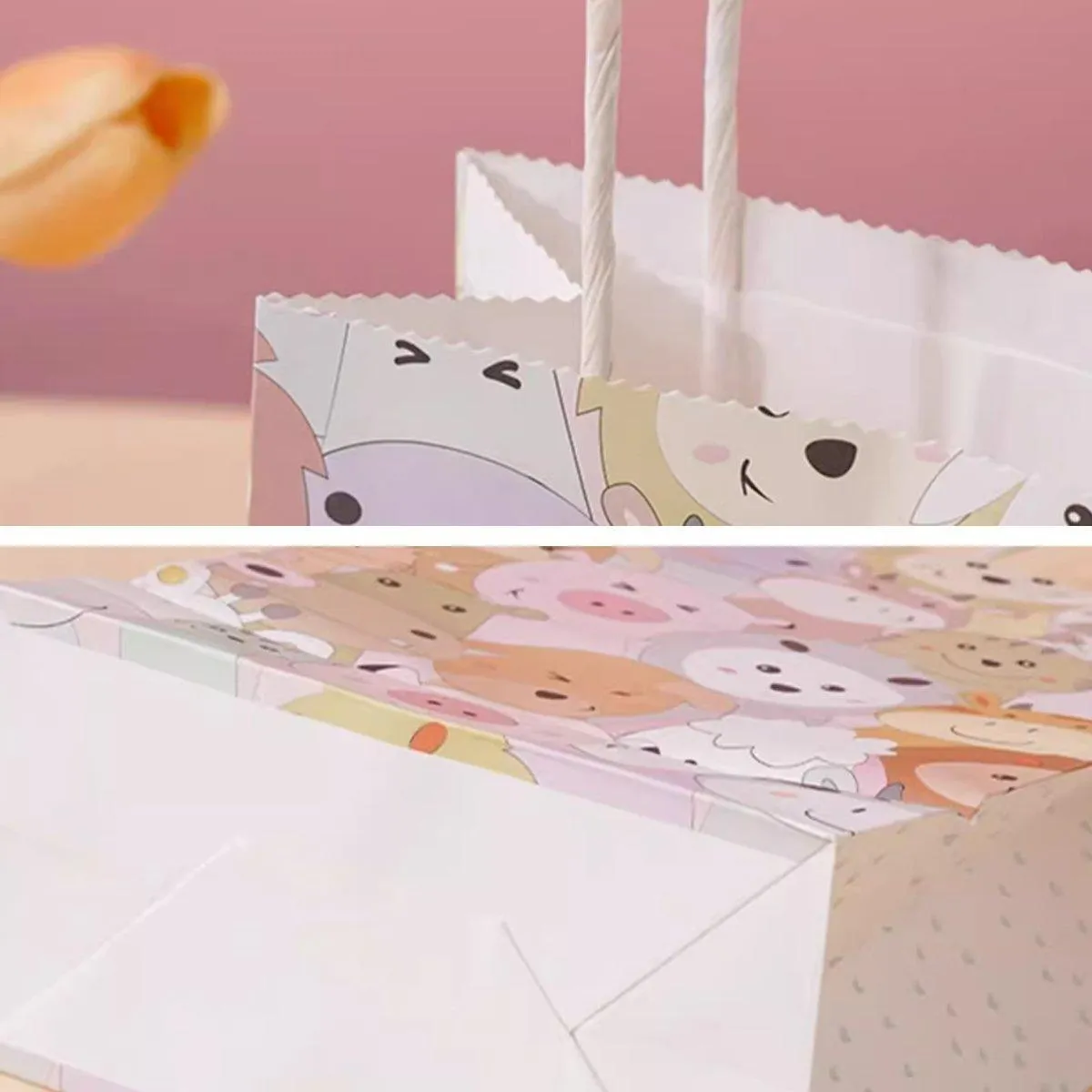 50pcs Colourful Kids Kraft Paper Gift Bags School Party Favor Bags Reusable