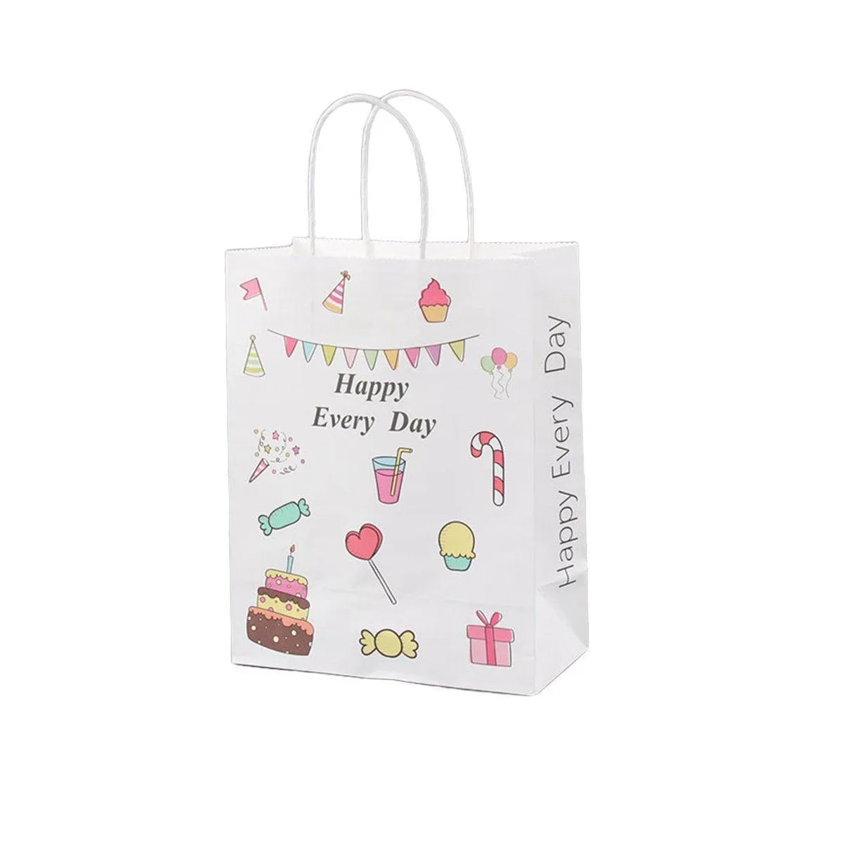 50pcs Colourful Kids Kraft Paper Gift Bags School Party Favor Bags Reusable