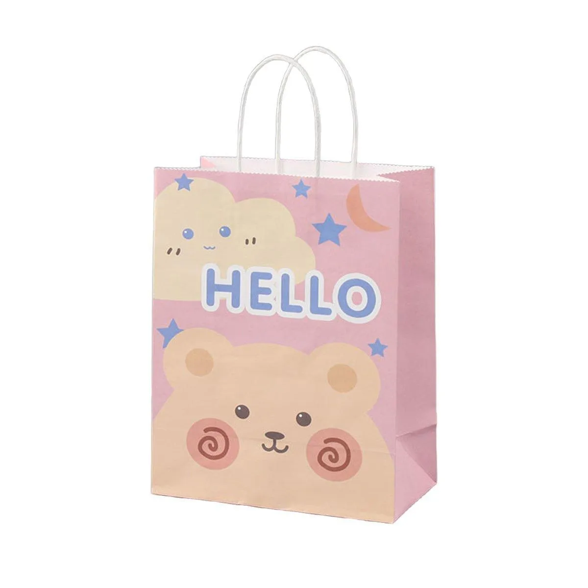 50pcs Colourful Kids Kraft Paper Gift Bags School Party Favor Bags Reusable
