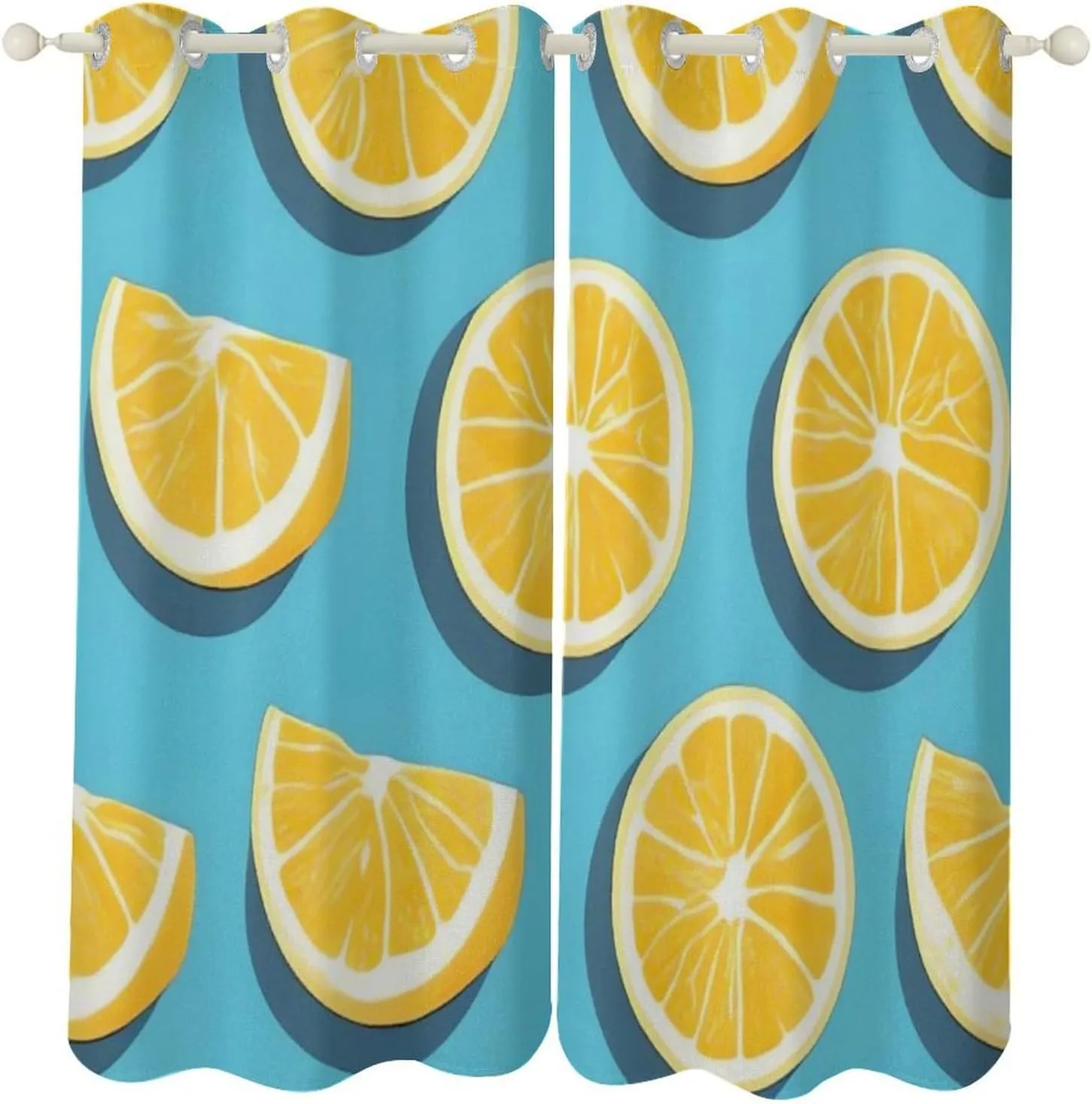 52"x72" Decorative Curtains Lemon Wedges Printed Thermal Insulated Curtains Blackout Curtains Window Curtains Window Drapes for Living Room Bedroom Kitchen