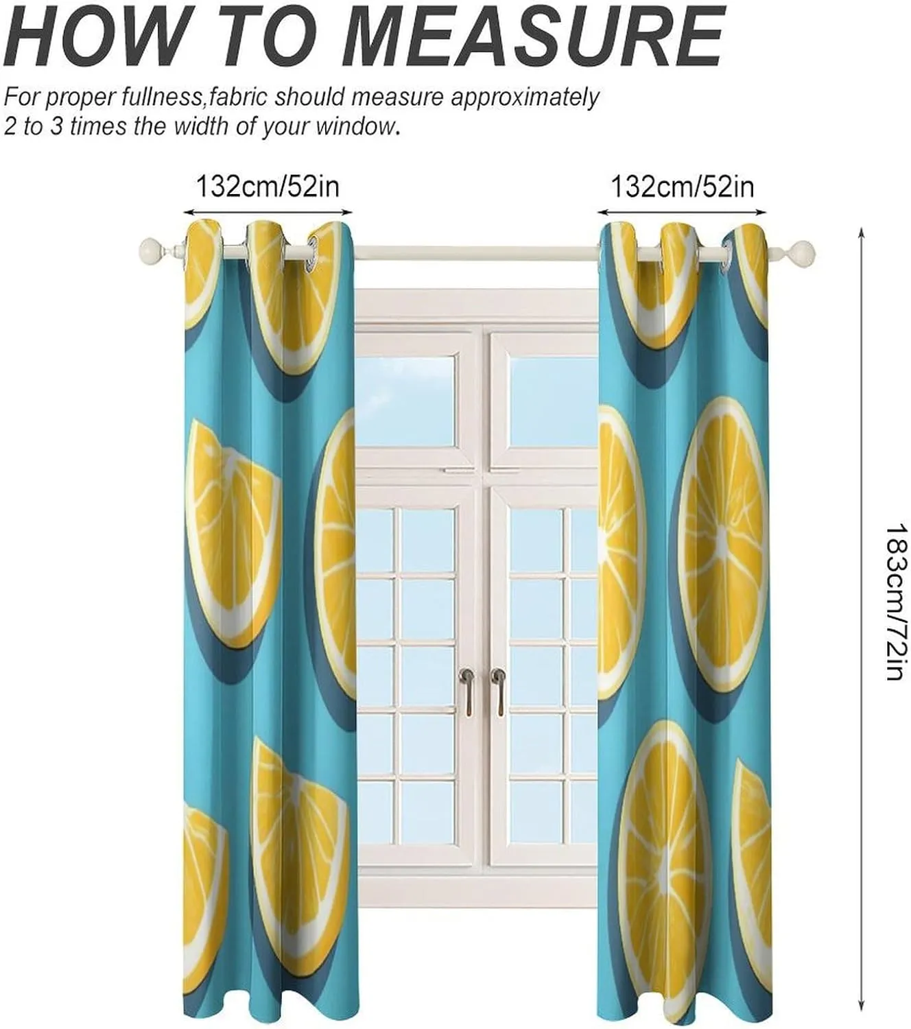 52"x72" Decorative Curtains Lemon Wedges Printed Thermal Insulated Curtains Blackout Curtains Window Curtains Window Drapes for Living Room Bedroom Kitchen