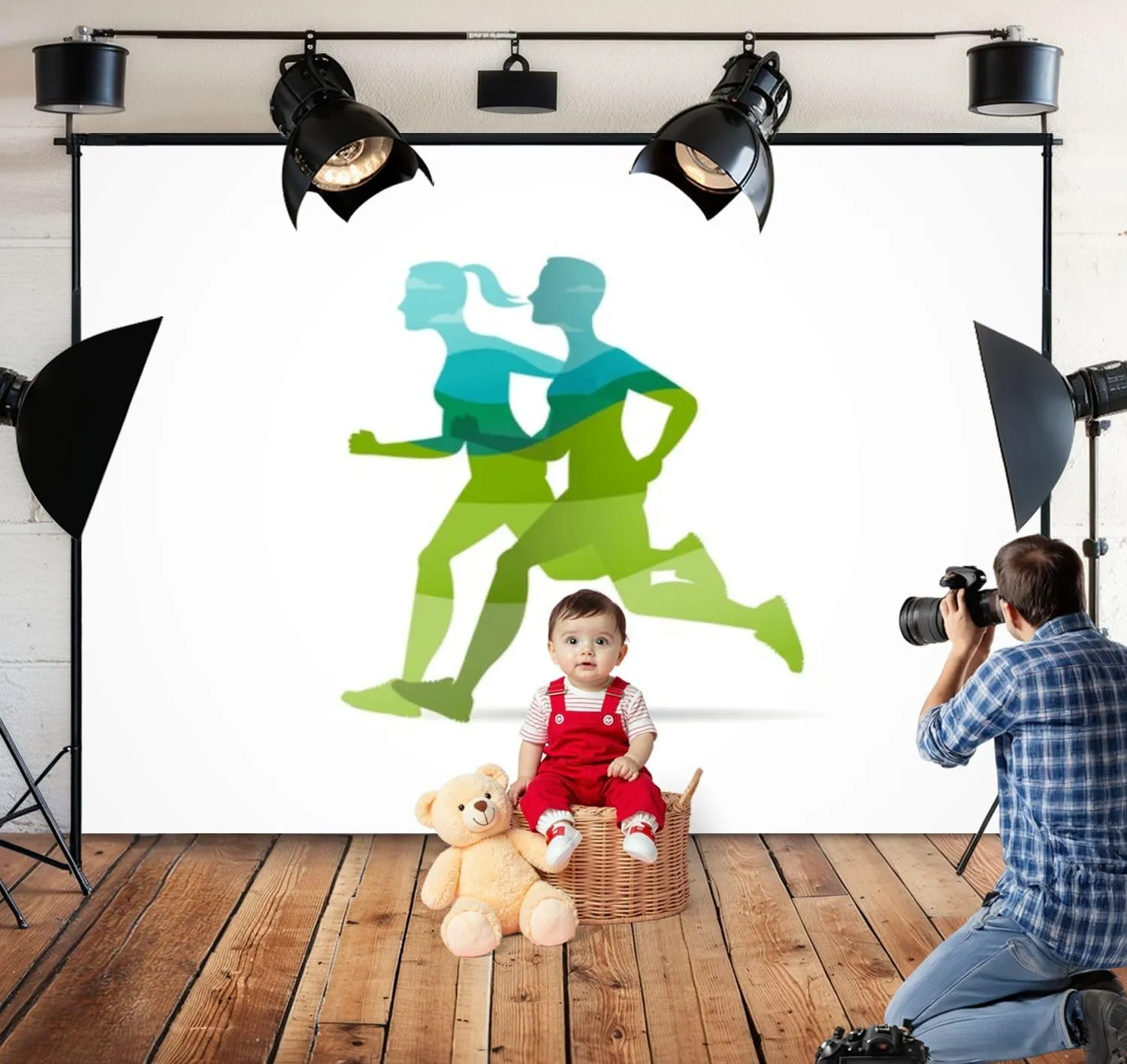 5x7FT Run Symbol Running Marathon Poster Backdrop Background for Photoshoot Background Photography Screen Video Recording Parties Curtain Picture Live Streaming