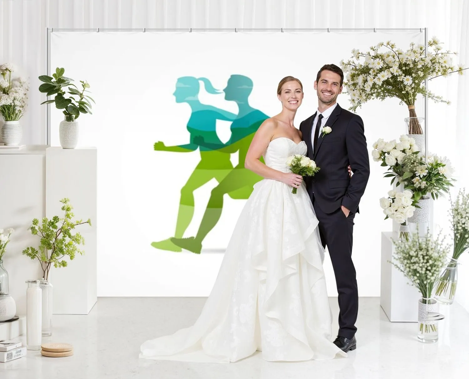 5x7FT Run Symbol Running Marathon Poster Backdrop Background for Photoshoot Background Photography Screen Video Recording Parties Curtain Picture Live Streaming