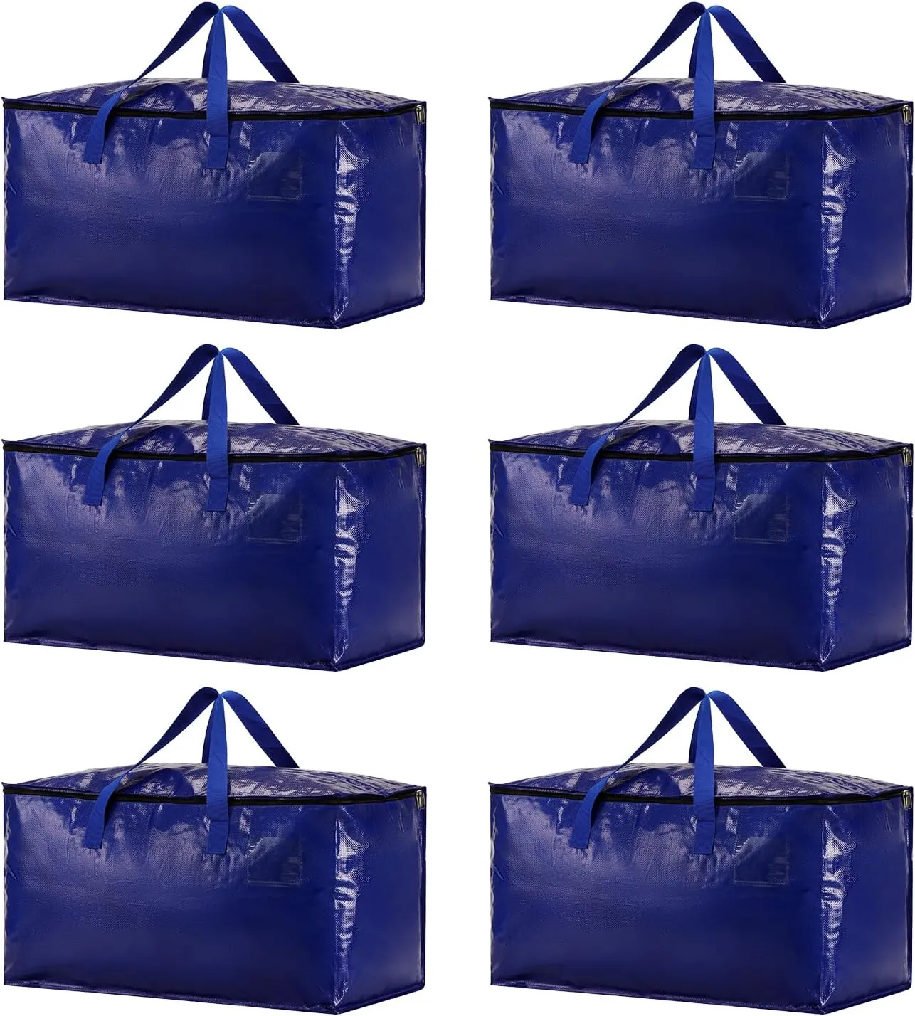 6 Pack Moving Bags Heavy Duty,Packing Bags For Moving,Water Resistant, Foldable,Zip Backpack,Reusable Storage,For Clothes Storage,Travelling Camping,College Essentials Moving Supplies (blue)