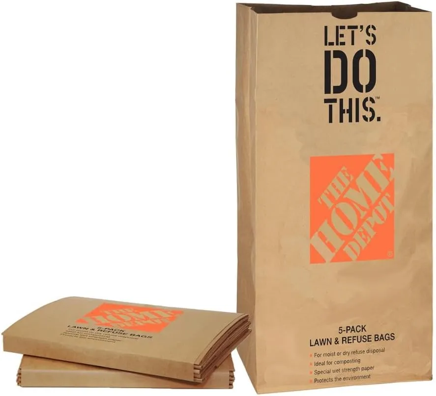 60 Pieces - 30 Gallons Heavy Duty Lawn and Leaf Bags, Various Prints (Various Brands Random) 2 Plys, Kraft paper, Self Standing, Biodegredable, Eco-Friendly, Tear Resistant. MADE IN USA.