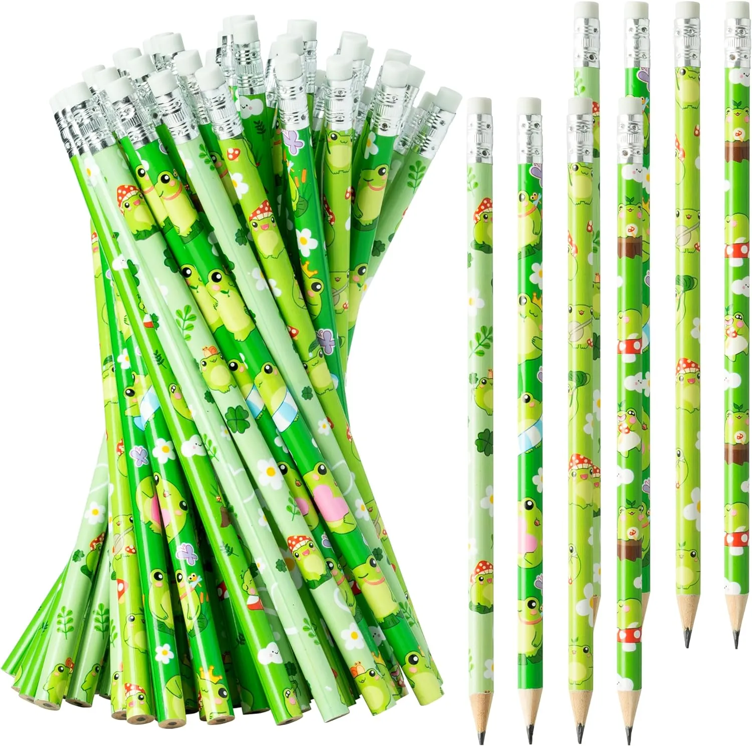 60Pcs Frog Pencils with Eraser - Summer Frog #2 HB Pencils, Back to School Classroom Student Rewards, Back to School Office Supplies, Party Goodie Bag Fillers Stuffers, Birthday Party Favors