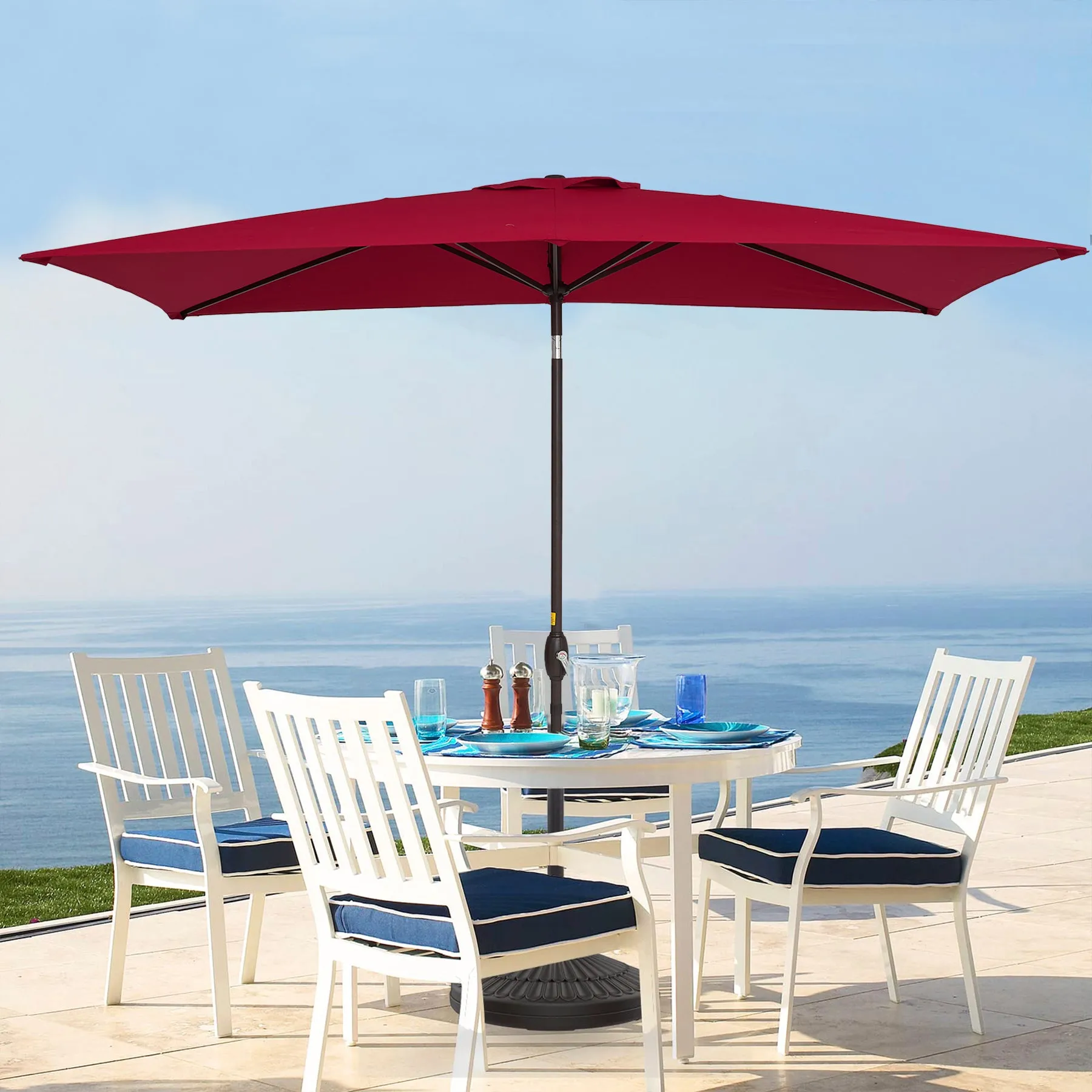 7 ft. x 10 ft. Outdoor Patio Market Table Umbrella with Tilt and Crank Rectangular