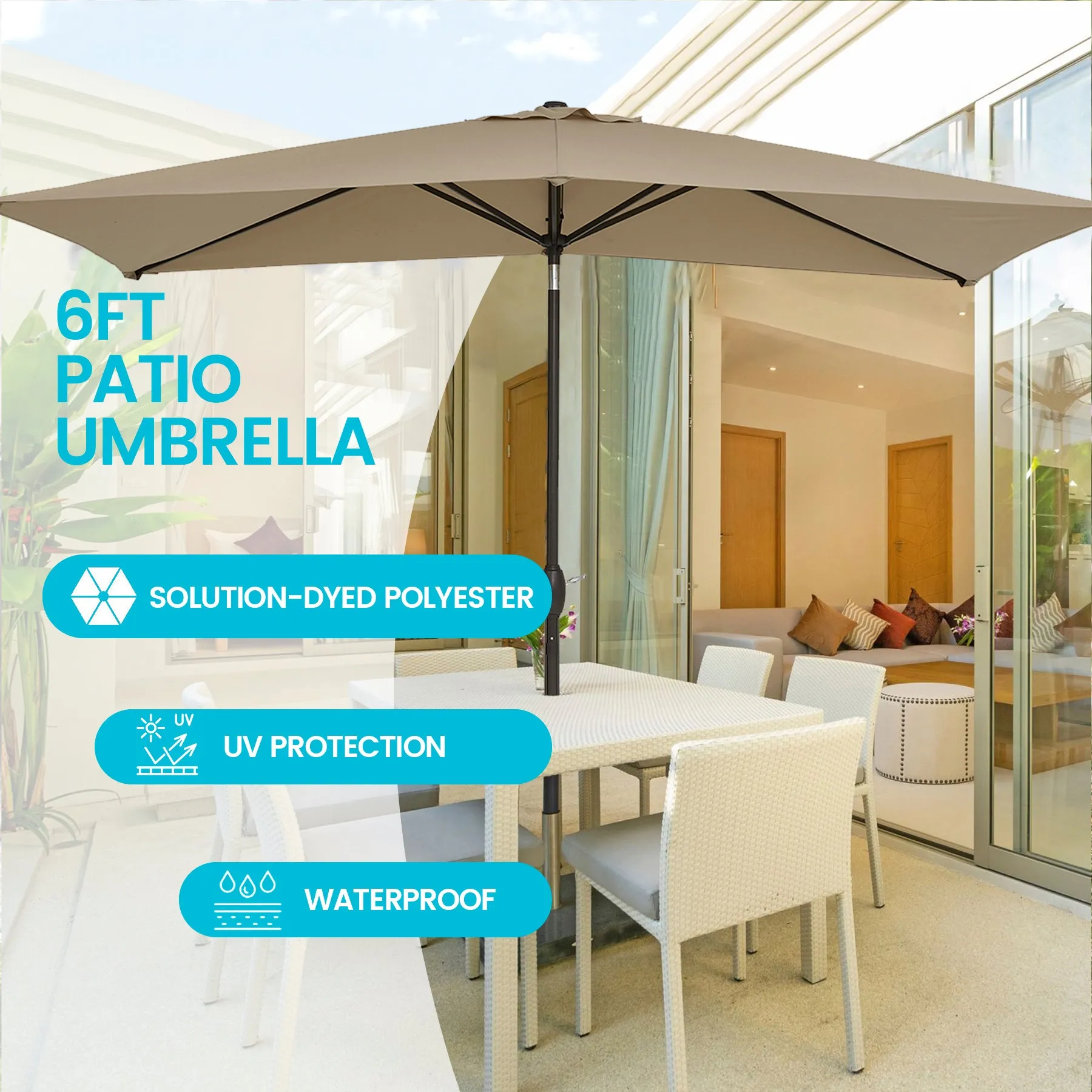 7 ft. x 10 ft. Outdoor Patio Market Table Umbrella with Tilt and Crank Rectangular