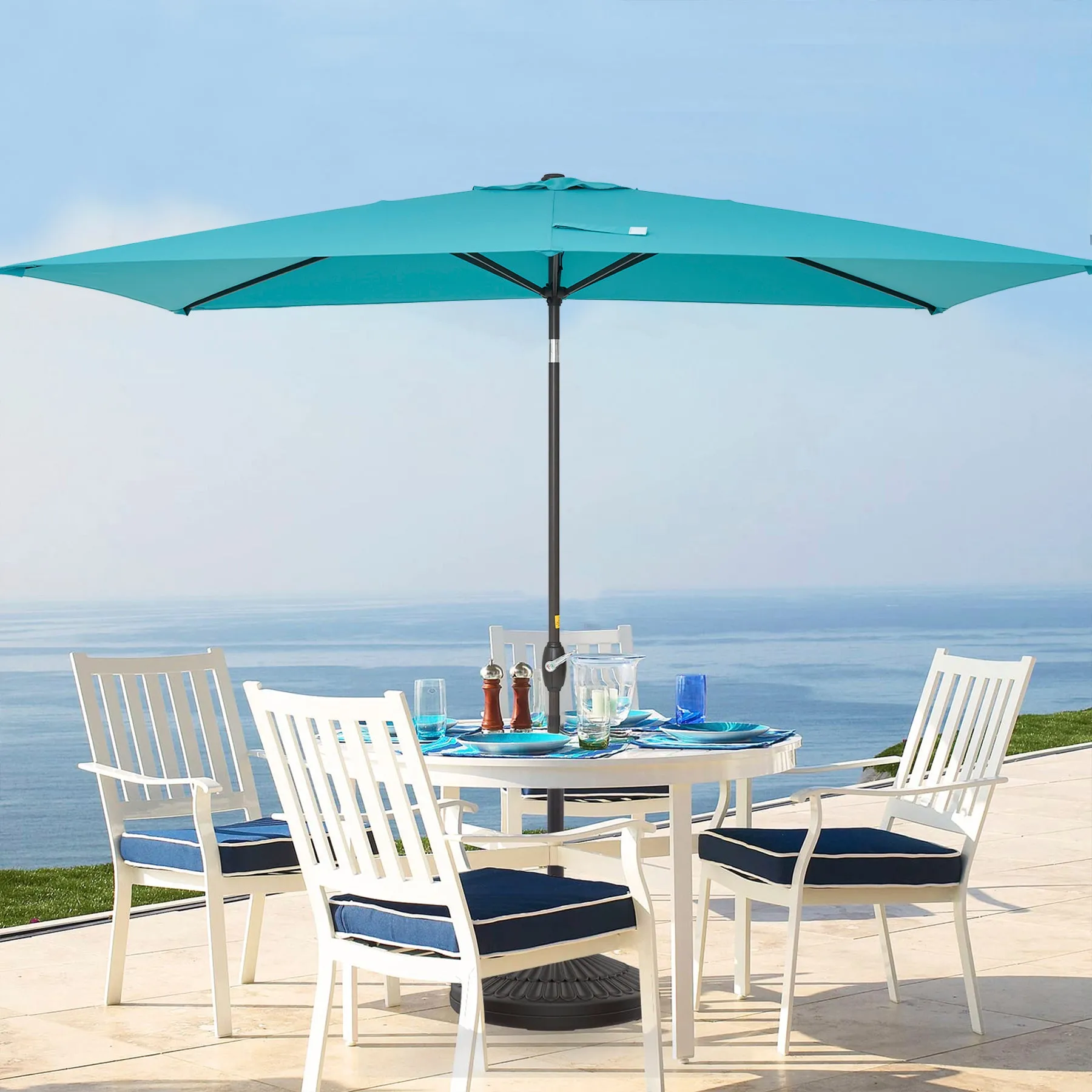 7 ft. x 10 ft. Outdoor Patio Market Table Umbrella with Tilt and Crank Rectangular