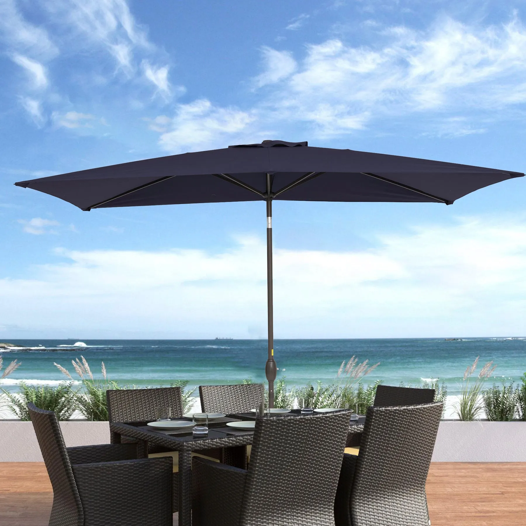 7 ft. x 10 ft. Outdoor Patio Market Table Umbrella with Tilt and Crank Rectangular