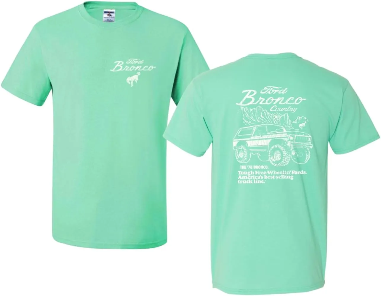 78 Ford Bronco Country Free Wheeling American Truck Cars and Trucks Front and Back Men's T-Shirt