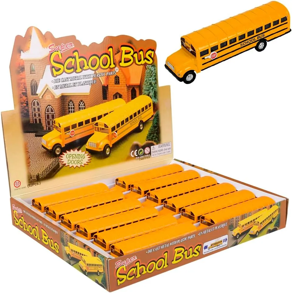 7" DIE CAST PULL BACK SCHOOL BUS