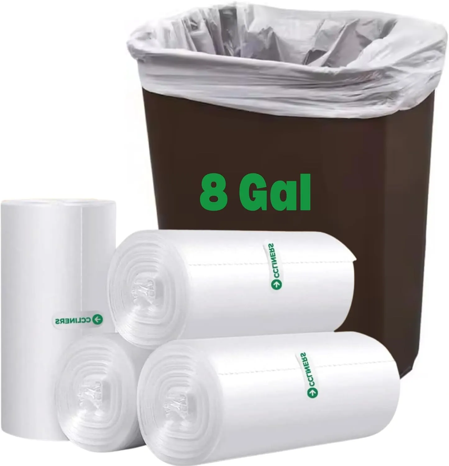 8 Gallon Medium Trash Bags 30 Liter Clear Garbage Bags Kitchen Trash Bags Plastic Wastebasket Trash Can Liners 6 gallon 7 Gallon for Home Office Bins, 200 Count