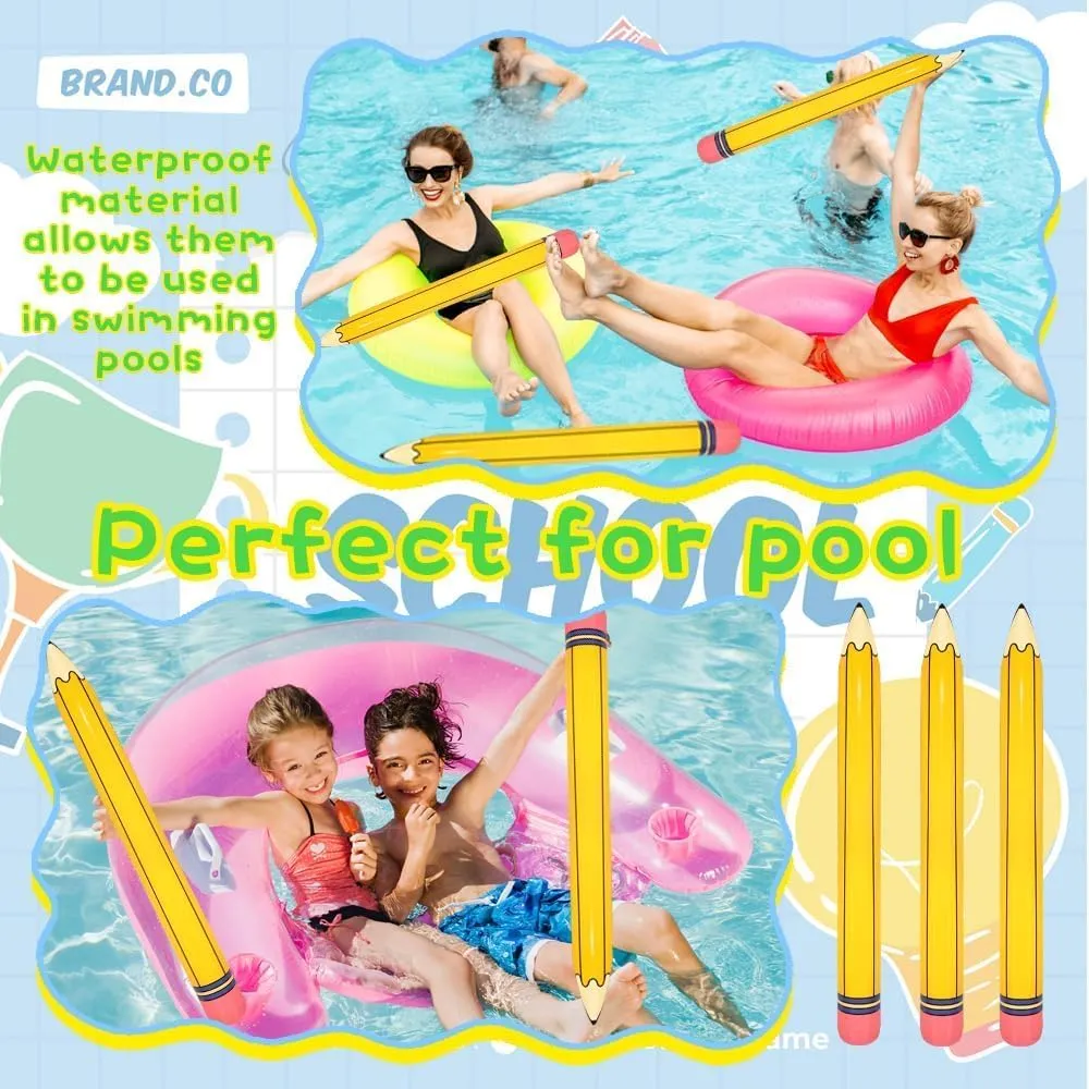 8 Pieces 44 Inch Giant Inflatable Pencils Balloon Back to School Dimensional Pencils Balloon Graduation Party Decoration for Back to School Classroom Garden Room Birthday Party Decorations