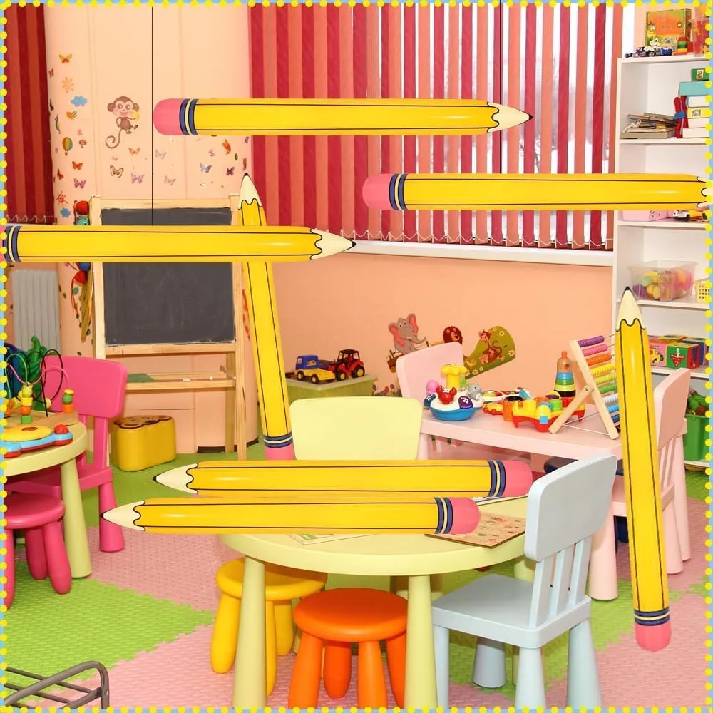 8 Pieces 44 Inch Giant Inflatable Pencils Balloon Back to School Dimensional Pencils Balloon Graduation Party Decoration for Back to School Classroom Garden Room Birthday Party Decorations