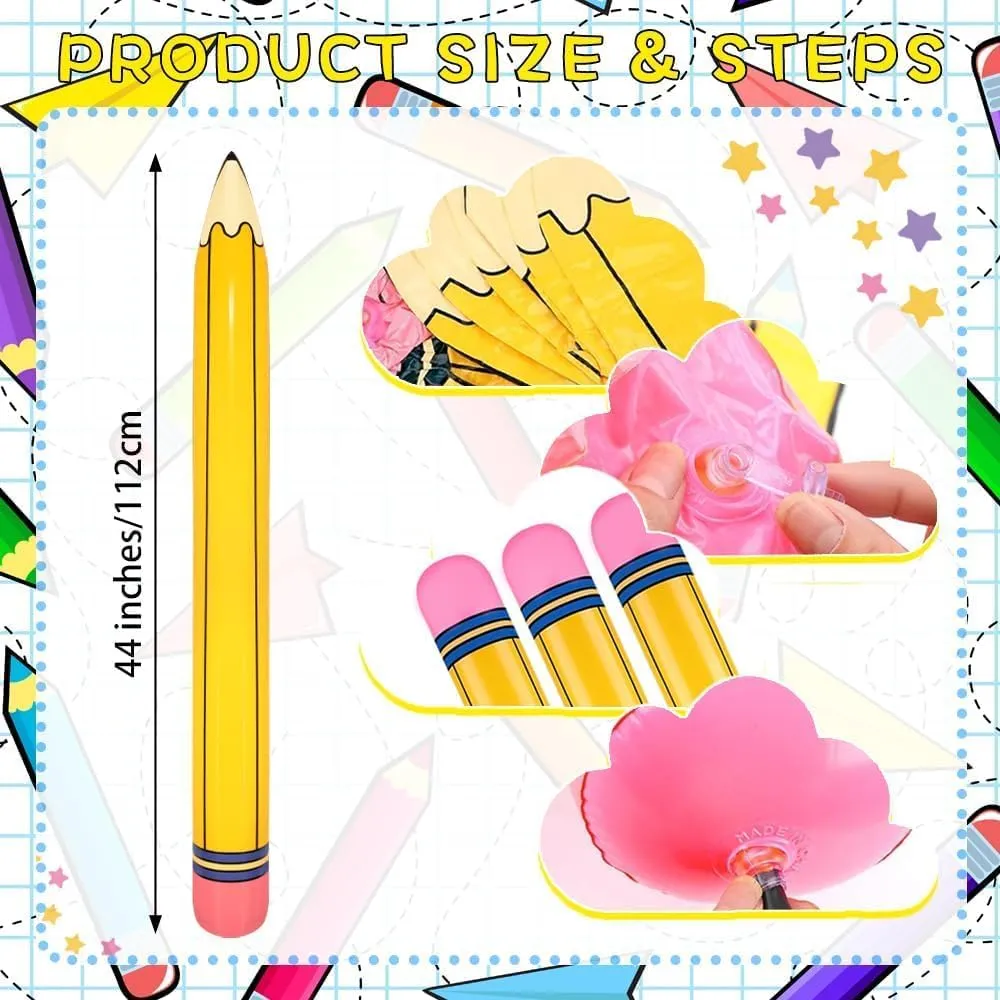 8 Pieces 44 Inch Giant Inflatable Pencils Balloon Back to School Dimensional Pencils Balloon Graduation Party Decoration for Back to School Classroom Garden Room Birthday Party Decorations