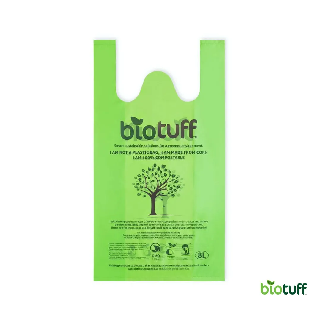 8L Shopping Bags - Compostable Retail Singlet Bags