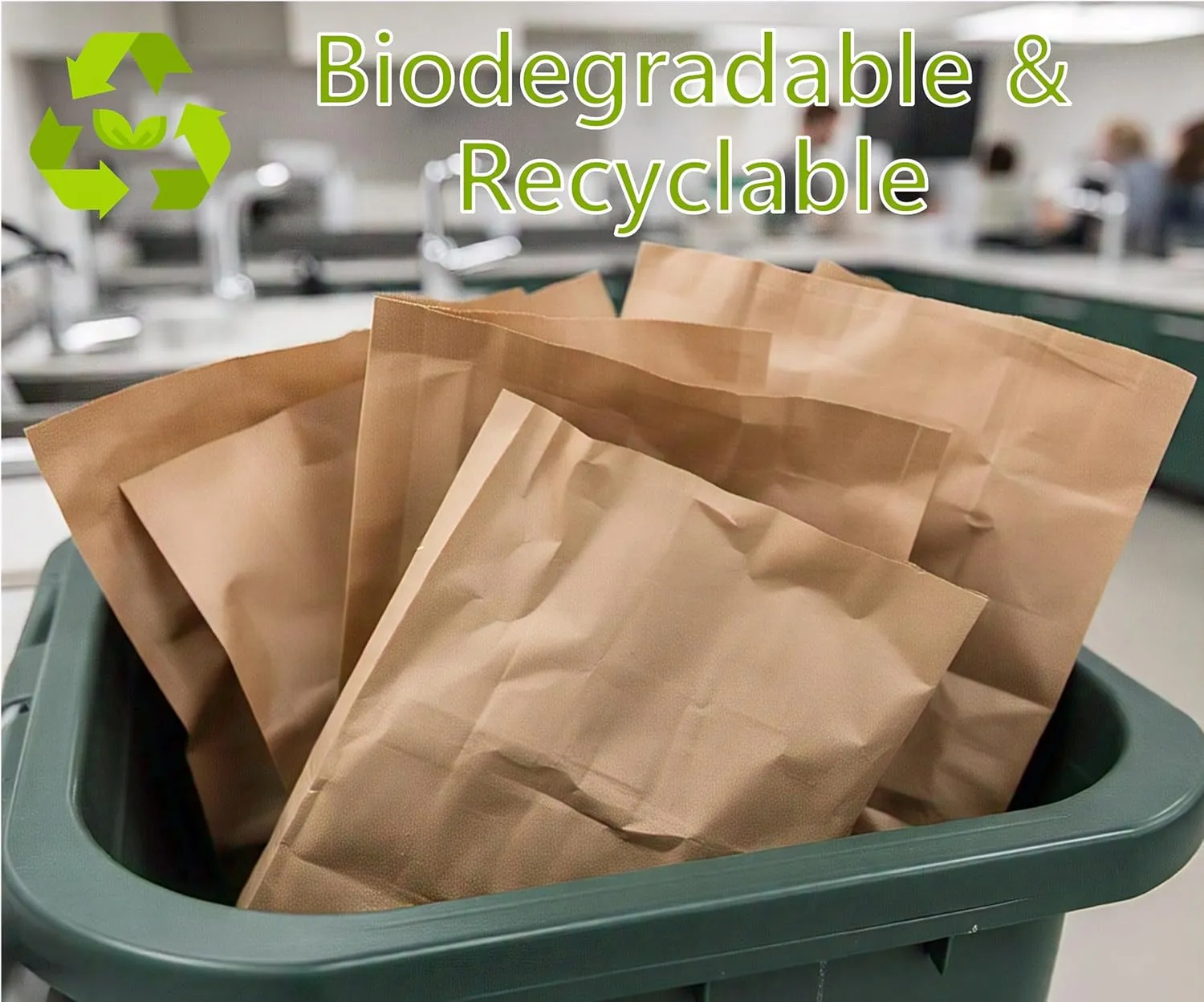 8LB Brown Kraft Paper Bags - Pack of 100, Regular Size, Great for Takeout Orders, Lunch Bags (6.1" X 4.1" X 12.4") - Durable, Reusable, Recyclable & Biodegradable, Ideal for Cafes, and Delis