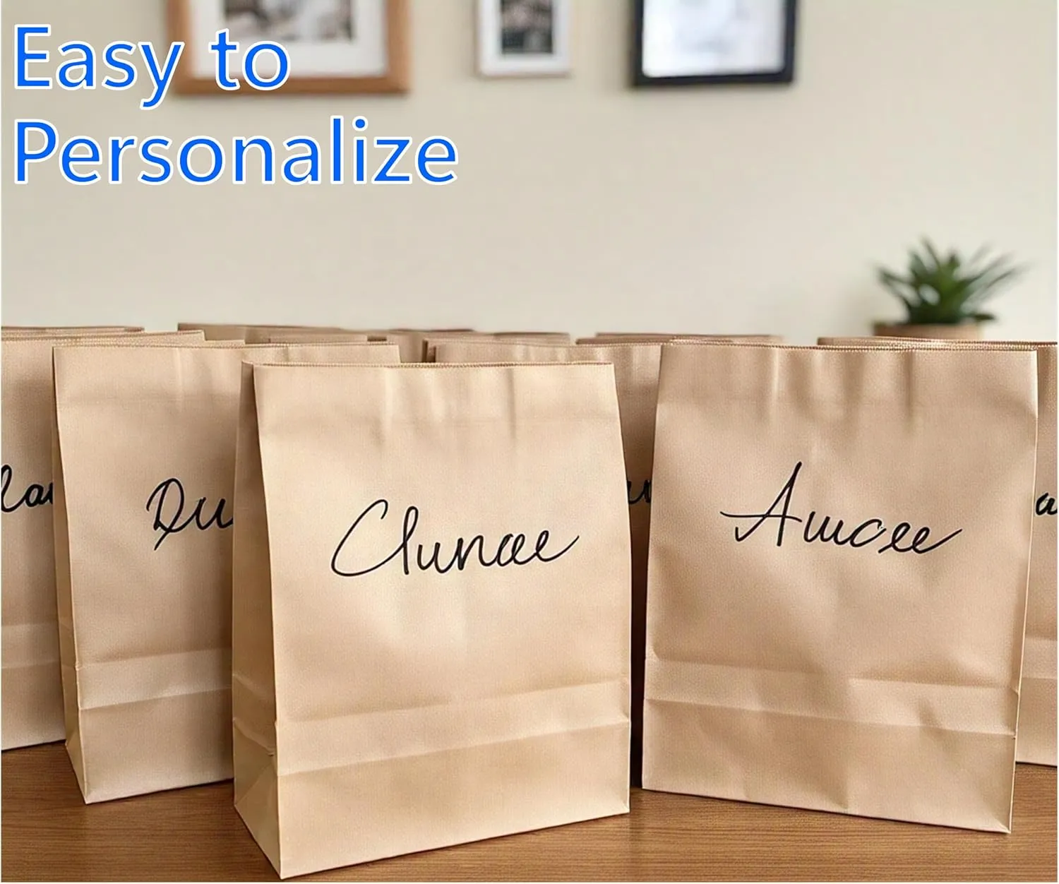 8LB Brown Kraft Paper Bags - Pack of 100, Regular Size, Great for Takeout Orders, Lunch Bags (6.1" X 4.1" X 12.4") - Durable, Reusable, Recyclable & Biodegradable, Ideal for Cafes, and Delis