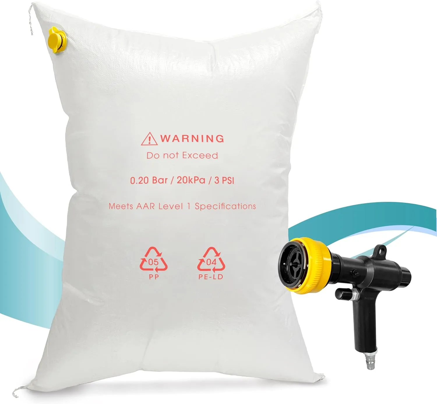 8NET Starter Kit: 30 Bags Reusable Dunnage Airbags 48" x 48"   1 Air Inflator - Level-1, 2-Ply,Woven Polypropylene, for Container Loading: Eliminating Empty Spaces in Trucks and Container